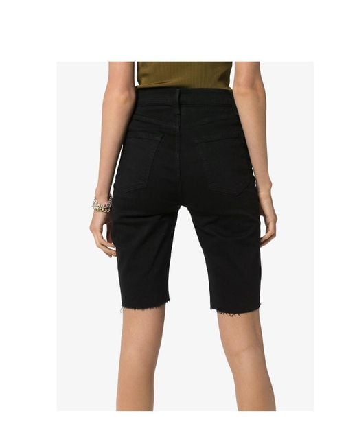 FRAME Black Le Vintage Bermuda Raw-Edge Shorts