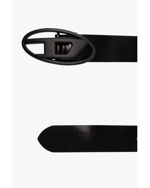 DIESEL Black Oval D Logo B-1Dr Belt for men