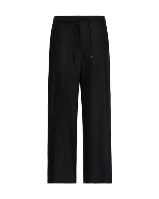 Max Mara Black Drawstring Wide-Leg Trousers