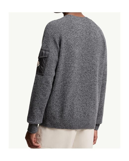 Moncler Gray Mouliné Wool Cashmere Sweater for men
