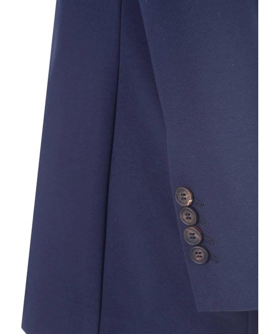 Brunello Cucinelli Blue Single-Breasted Tailored Blazer