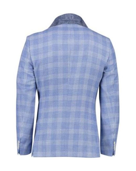 Boss Blue Checked Suit Coat for men