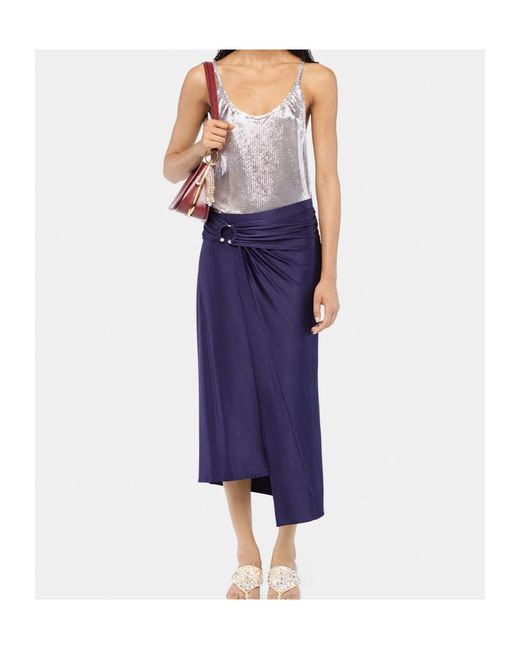 Rabanne Blue Rabanne Midi Piercing Jersey Skirt