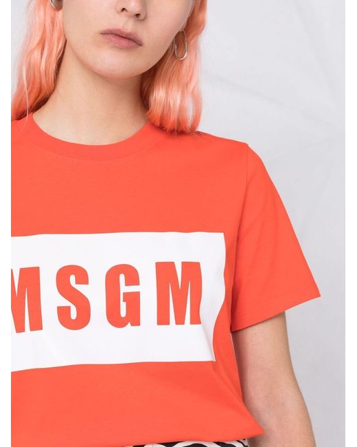 MSGM Pink Logo-Print Cropped T-Shirt