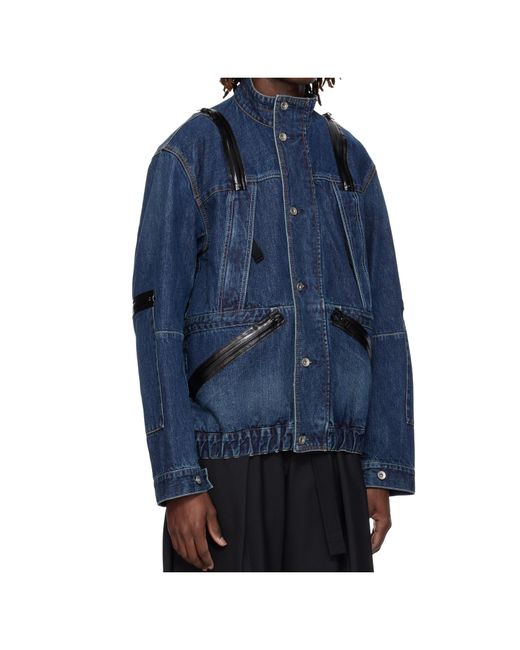 Sacai Blue Non-Stretch Denim Jacket for men