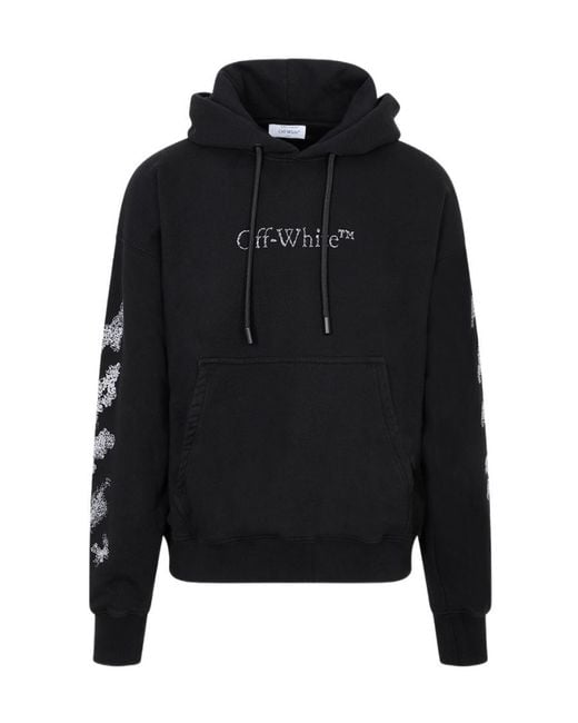Off-White c/o Virgil Abloh Black Diag Stripe-Embroidered Cotton Hoodie for men