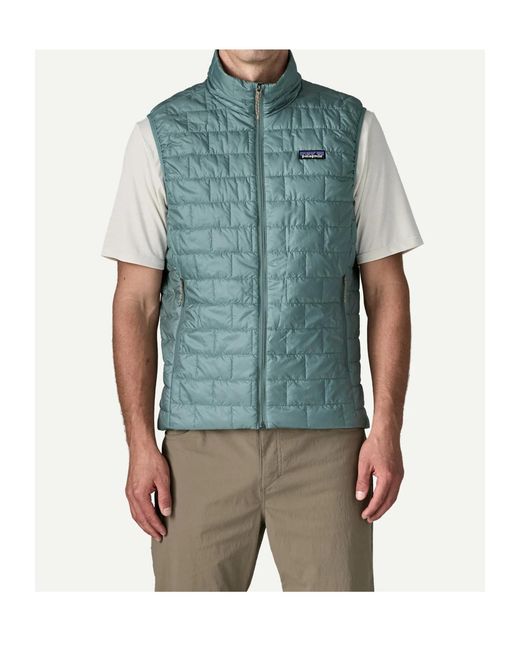 Patagonia Blue Nano Puff Quilted Sleeveless Jacket for men
