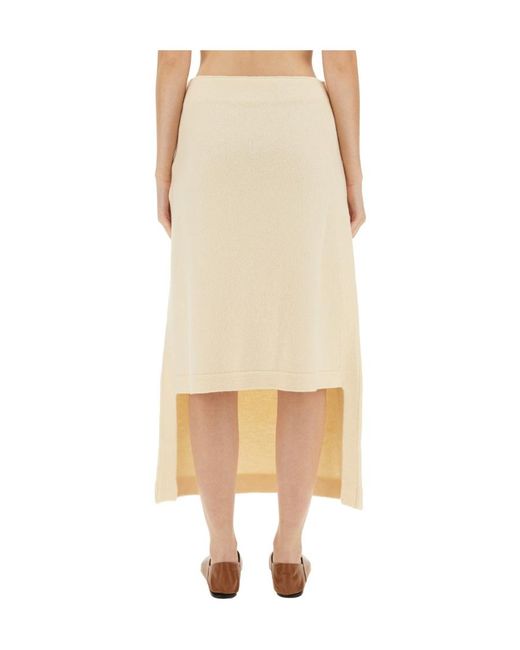 Jil Sander Natural High Low Hem Midi Skirt