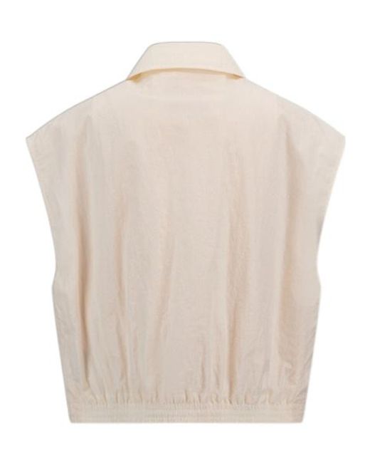 Herno White Laminar Cropped Sleeveless Jacket