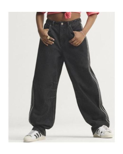 Adidas Originals Black High Rise Barrel Jeans