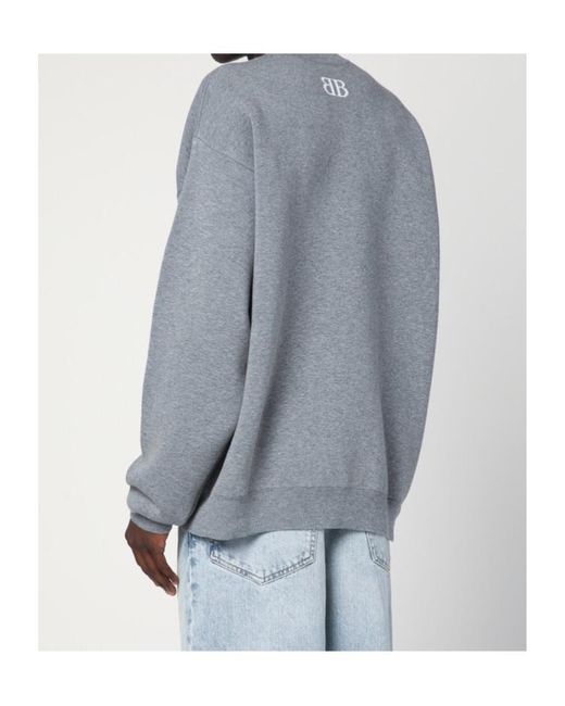 Balenciaga Gray Bb Knitted Oversized Sweater for men