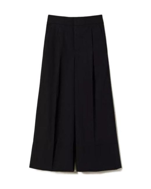 Twinset Black Cropped Straight Trousers
