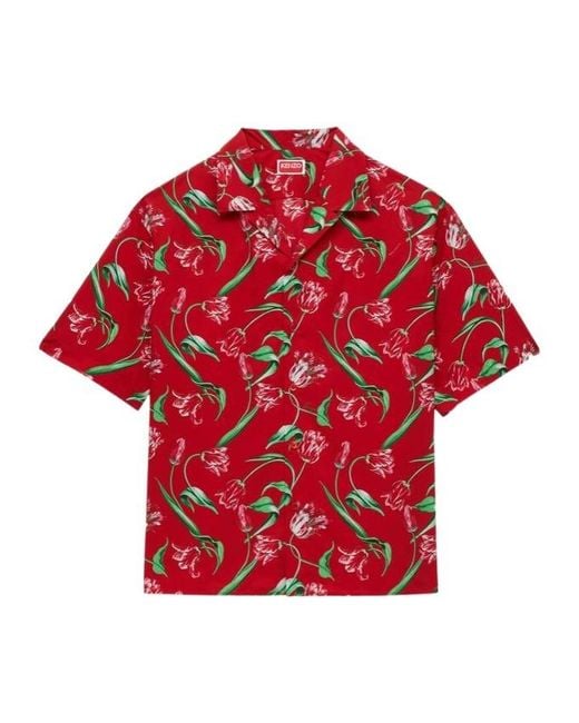 KENZO Red Short Sleeve Button Fastening Shirt for men