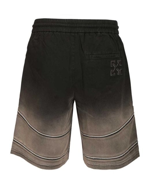 Off-White c/o Virgil Abloh Gray Logo Embroidered Drawstring Shorts for men