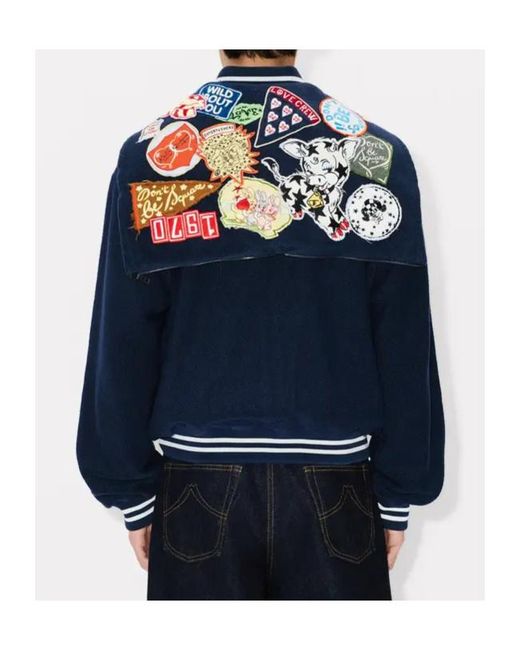 KENZO Blue Badges Embroidered Afterhood Jacket for men
