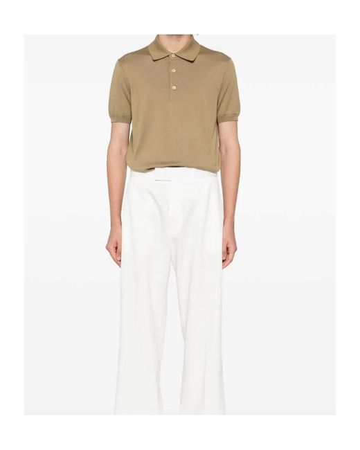 Tom Ford Natural Short-Sleeved Knitted Polo Shirt for men