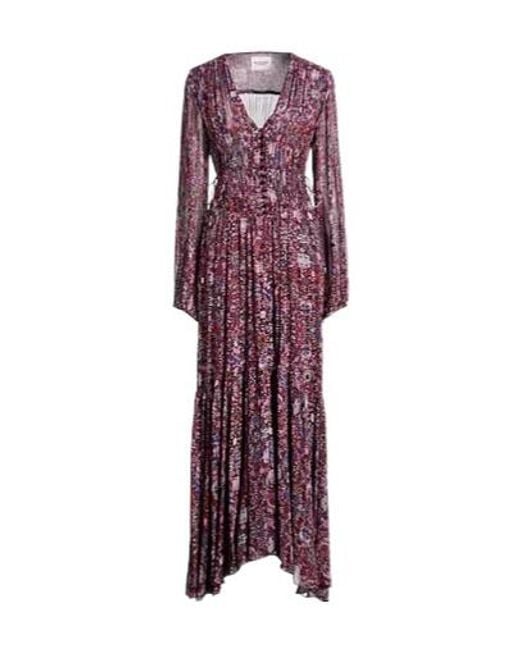 Isabel Marant Purple Long-Sleeve V-Neck Dress
