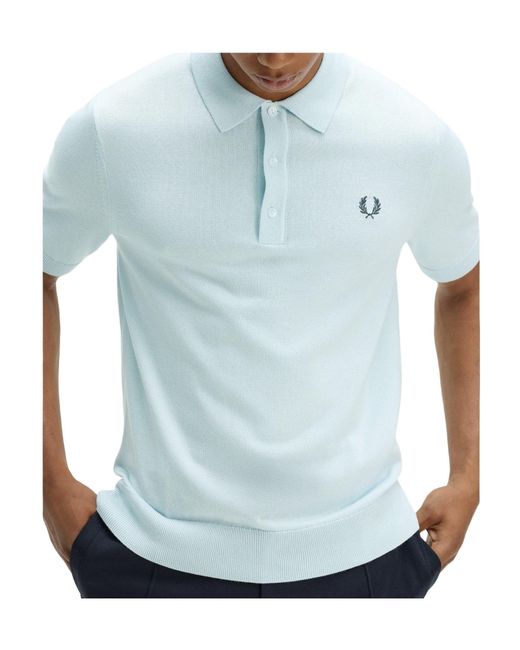 Fred Perry Blue Solid Color Polo Shirt for men