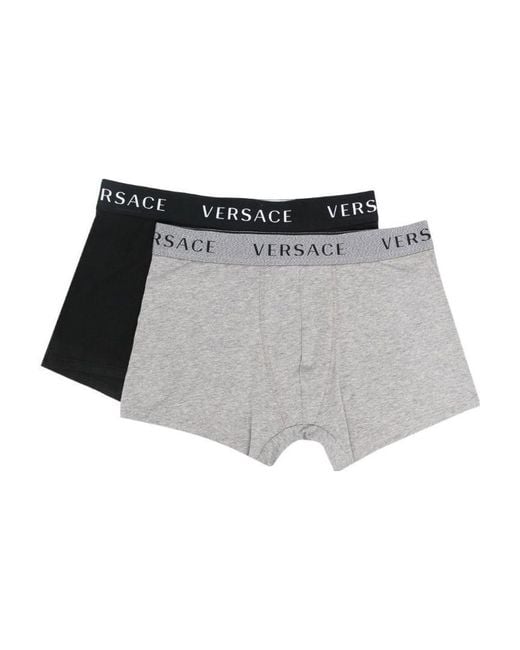 Versace Gray Set Of Two Logo-Waistband Boxers for men