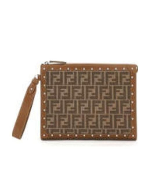 Fendi Brown Ff Motif Pouch for men