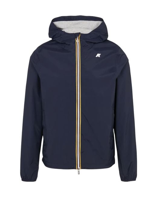 K-Way Blue Hooded Windbreaker Jacket for men