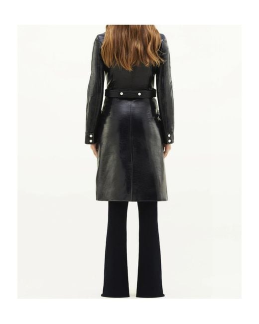 Courreges Black Logo-Patch Trench Coat