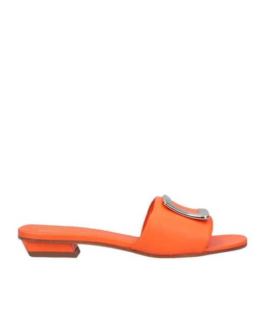 Roger Vivier Orange Logo-Engraved Open-Toe Mules