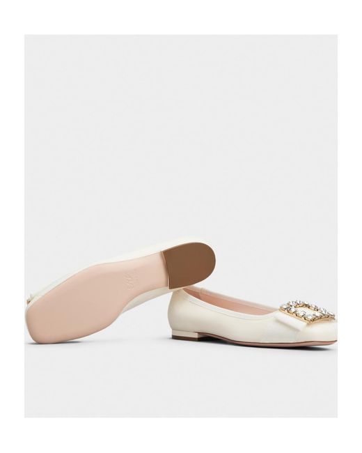 Roger Vivier Natural Embellished Slip-On Ballerinas