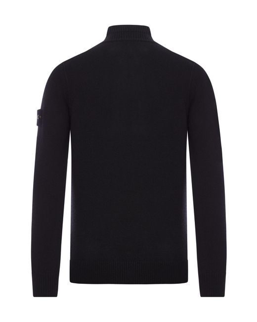 Stone Island Blue High Neck Knitted Jumper for men