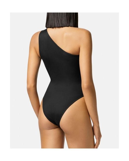 Versace Black One-Shoulder Cut-Out Swimsuit