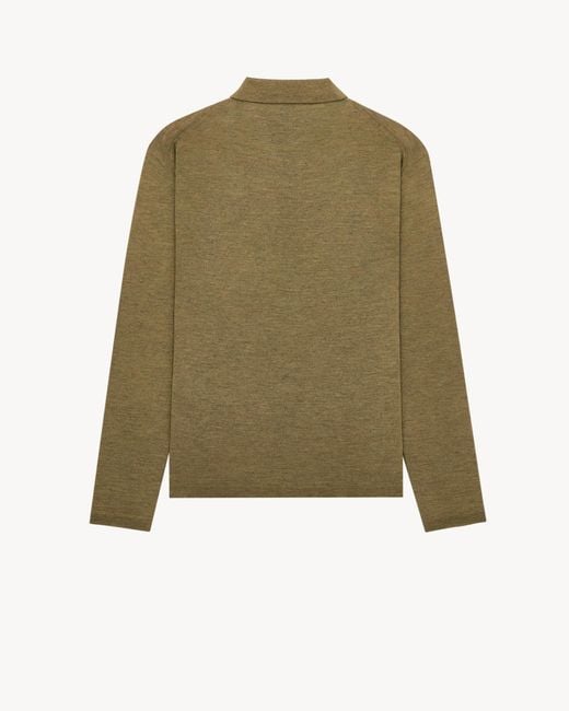 Saint Laurent Green Long-Sleeved Polo Shirt for men