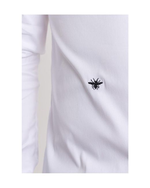 Dior Homme Bee Embroidered Long-Sleeved Shirt in White for Men | Lyst