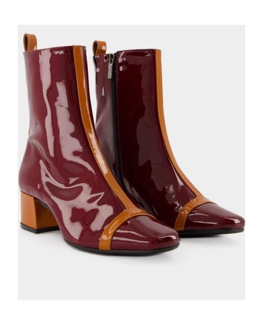 CAREL PARIS Red Carel Audrey Zip-Up Ankle Boots