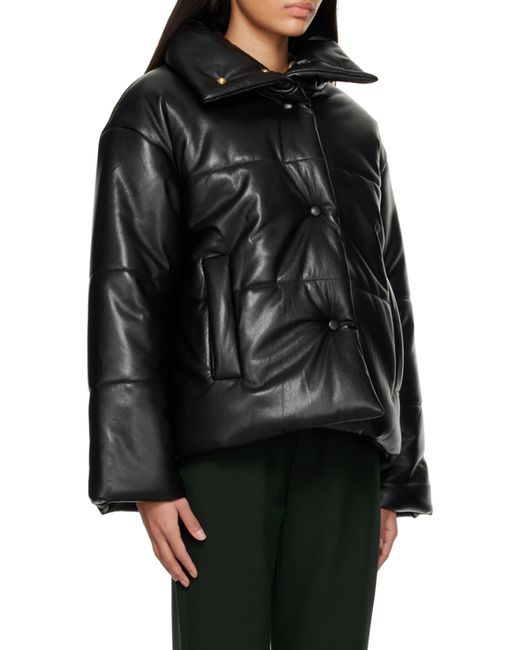 Nanushka Black Hide High-Neck Puffer Jacket