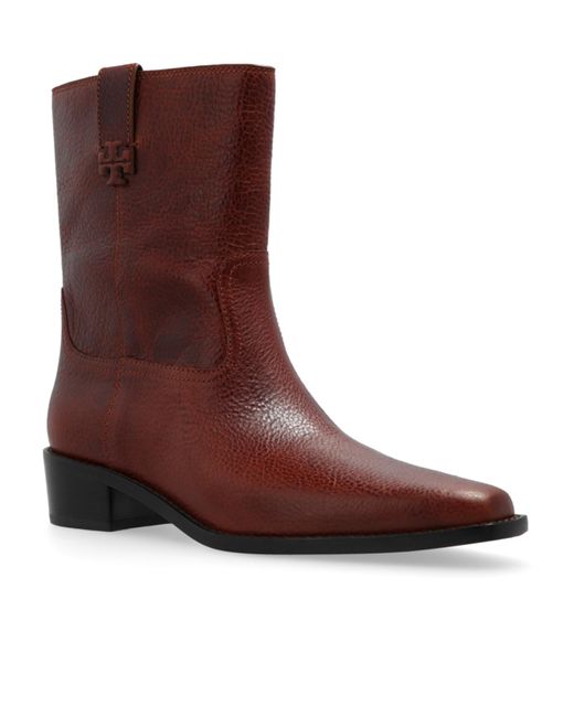 Tory Burch Brown 40Mm Pointed-Toe Leather Ankle Boots