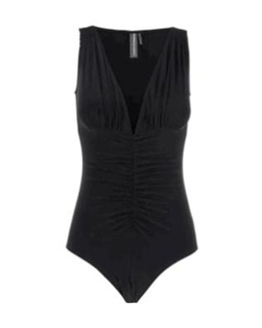 Norma Kamali Black Ruched Sleeveless Top