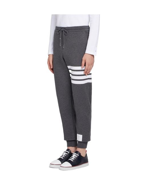 Thom Browne Gray Bar Striped Sweatpants for men