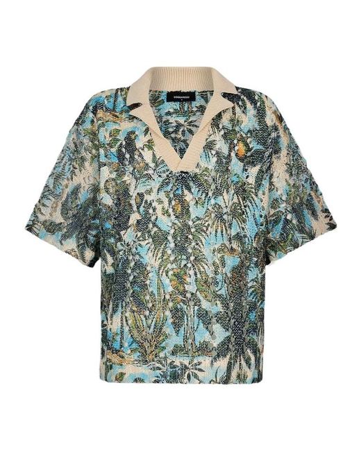 DSquared² Blue Monkey Business Knitted Polo for men