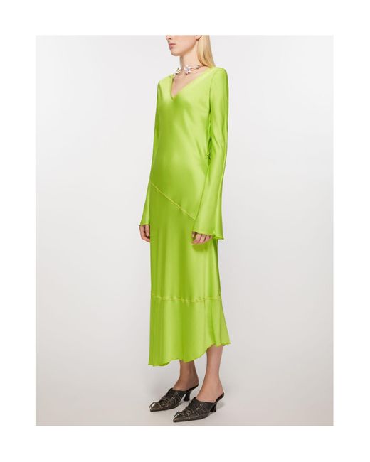 Acne Green Satin Midi Dress