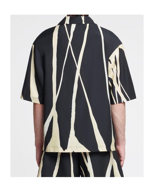 Nanushka Black Short-Sleeve Abstract-Print Shirt for men