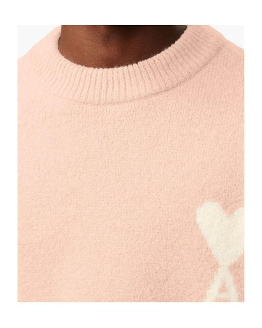 AMI Pink Ami De Coeur Sweater for men