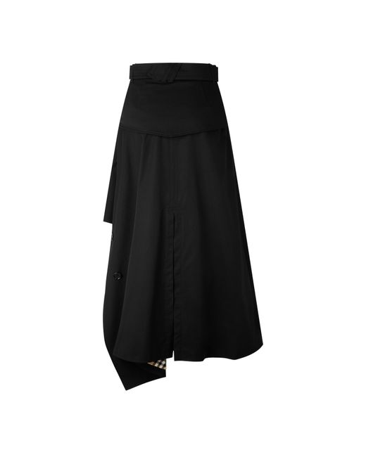 Burberry Black Irregular Asymmetrical Midi Skirt