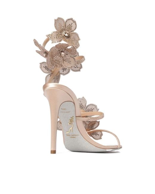 Rene Caovilla Metallic René Caovilla Floral Embellished Sandals