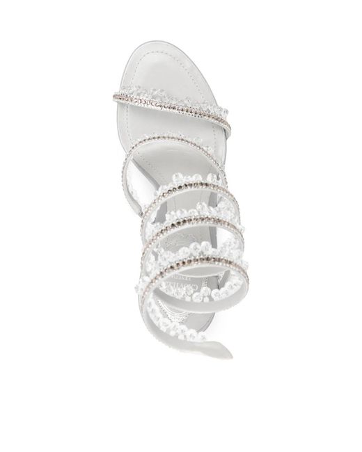 Rene Caovilla White Stiletto High Heel Sandals