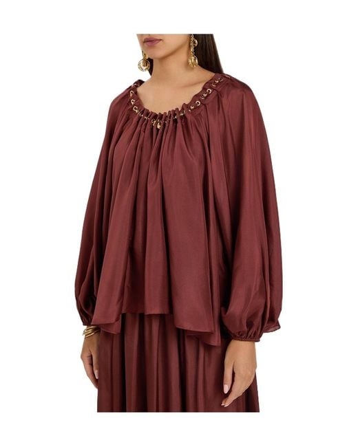 Zimmermann Red Silk Long-Sleeved Shirt