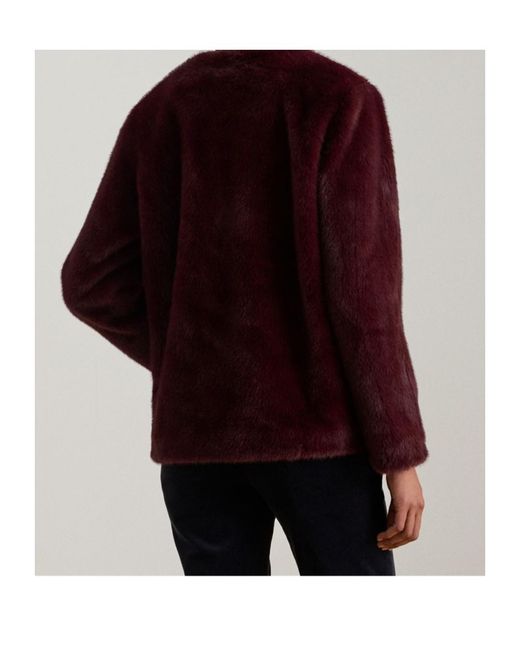 Ralph Lauren Purple Real Leather Fx Fur Teddy Coat