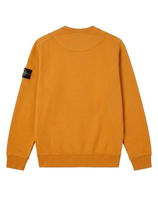 Stone Island Orange Crew-Neck Sweatshirt for men