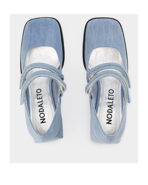 NODALETO Blue Bulla Square Toe Denim Pumps