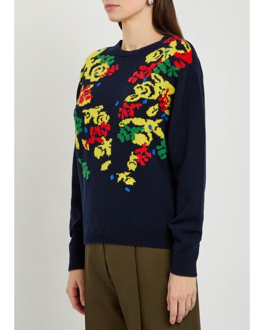 J.W. Anderson Blue Floral Wool Jumper