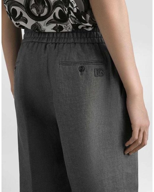 Dolce & Gabbana Gray Linen Tailored Joggers for men